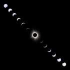 USA, Indiana, Carmel. Composite of total solar eclipse progression. Art Print